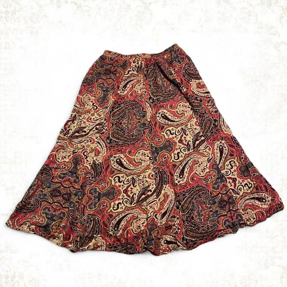 Fairy core Liz Baker essentials brown paisley print maxi skirt